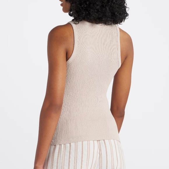 Michael Stars Kira Textured Cream Stretchy Tank Top - Picture 3 of 6